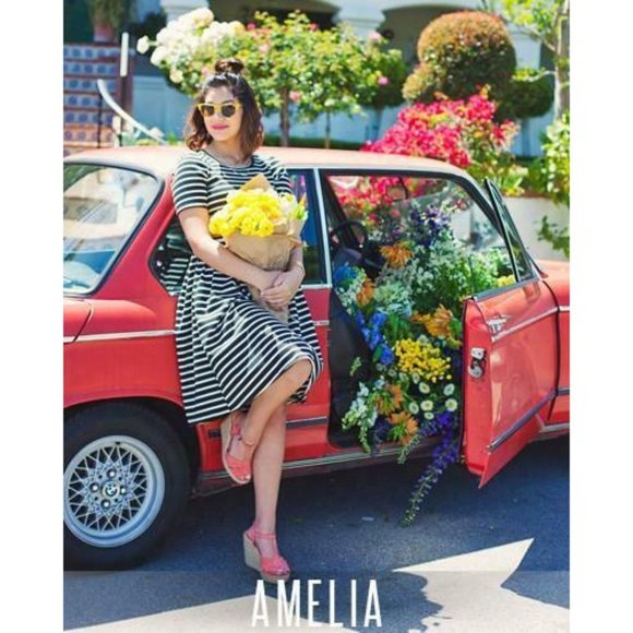 LulaRoe Amelia Women Dress Size XXS Blue Red Strip - Picture 2 of 12